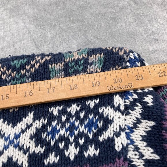 Arbor Way Sweater Men Medium Blue Multi Fair Isle Snowflake‎ Cotton Ramie VTG - Picture 7 of 11